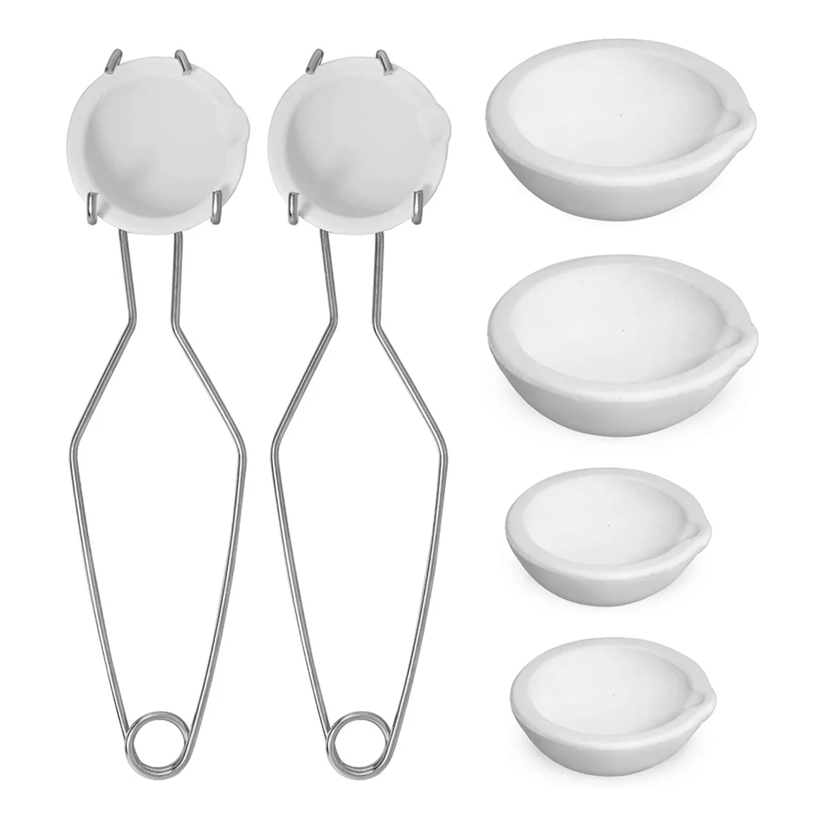 طقم صب الذوبان HHTL 8 قطع، من بوتقات كوارتز 2.3 بوصة وبوتقات كوارتز 2.8 بوصة، مقبض مشبك السوط 2A