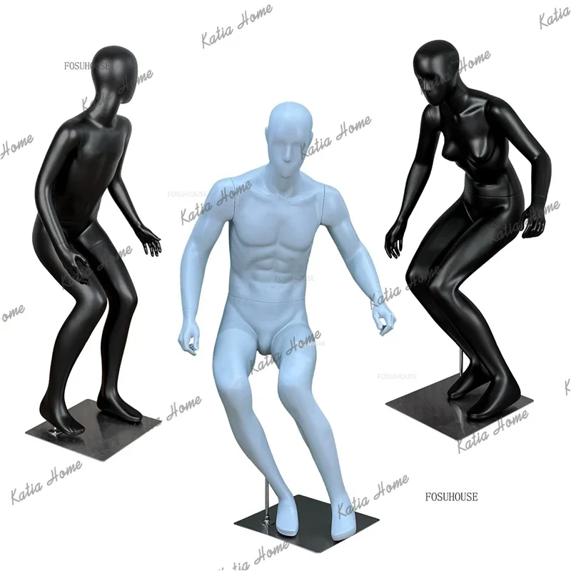 LSProfessional Ski Mannequins for Men and Women Clothing Store Fake Human Body Sports Display Stand Full Body Sports Model Props