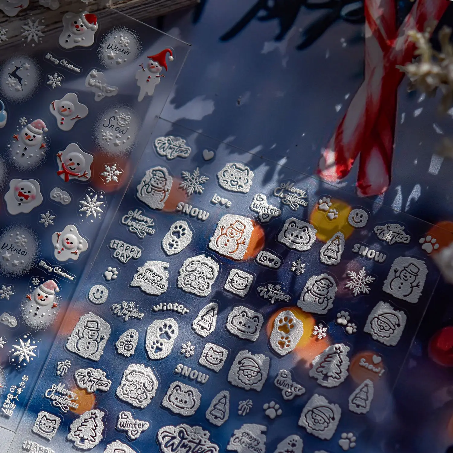 عيد الميلاد مسمار الملحقات ملصقات 5D تنقش مسمار الفن ملصقات لطيف تذوب ثلج ملصقات للأظافر لاصق مانيكير الشارات #4