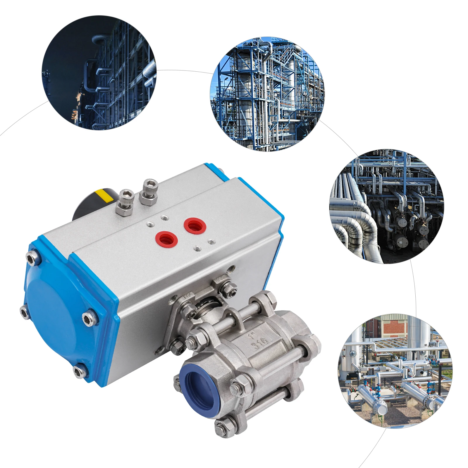 

Пневматический шаровой кран, 1-дюймовый пневматический шаровой кран из нержавеющей стали, подходящий для водопроводных труб, водяных насосов, внешних кранов