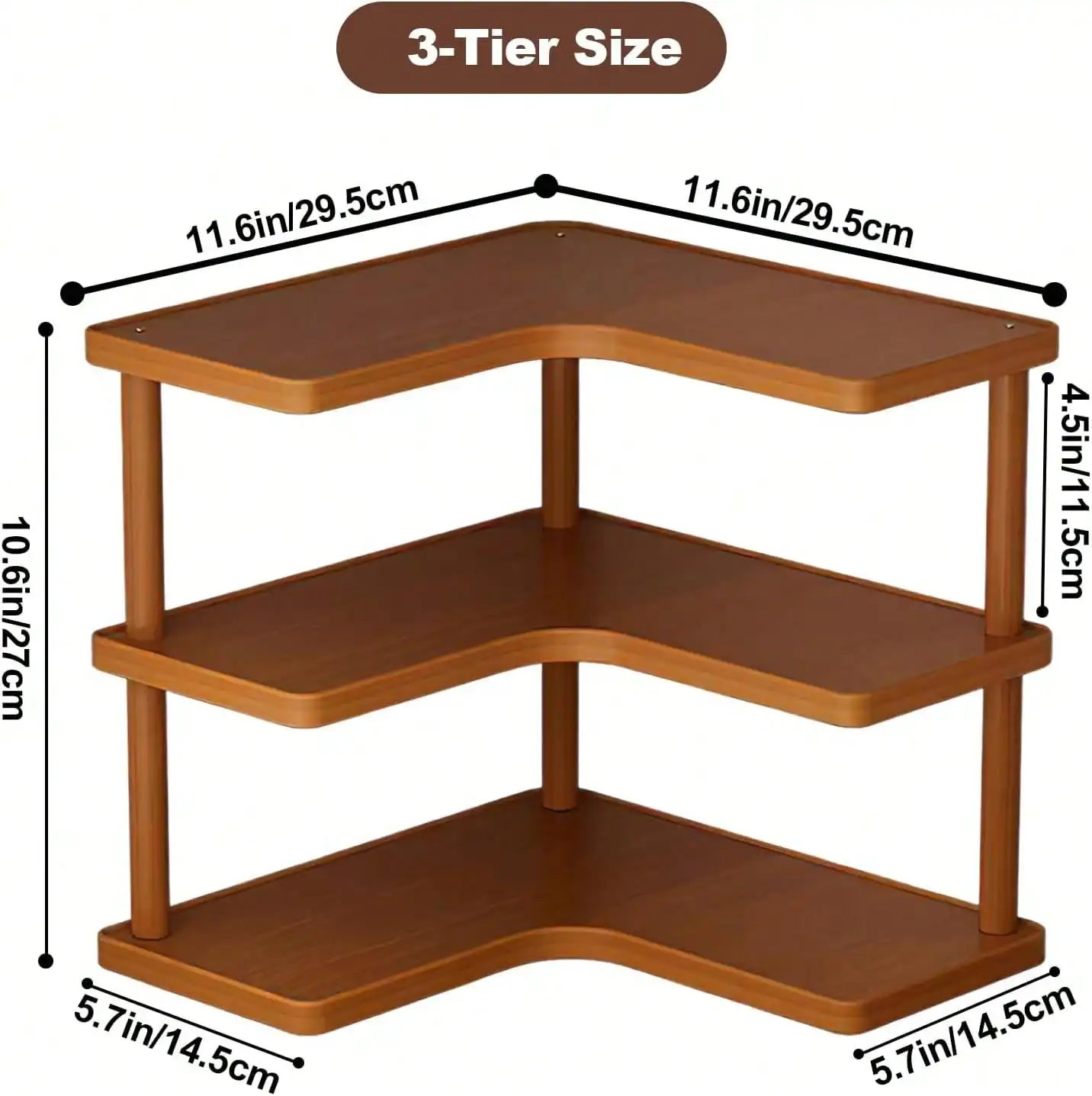 ONESIMCR Triangular Corner Shelf - Multi-Tier Countertop With Space-Saving Curved/Shaped Design Suitable For Coffee Station, Kitchen & Organization, Modern Minimalist Shelf For Small Spaces, Display Unit, Corner Shelves