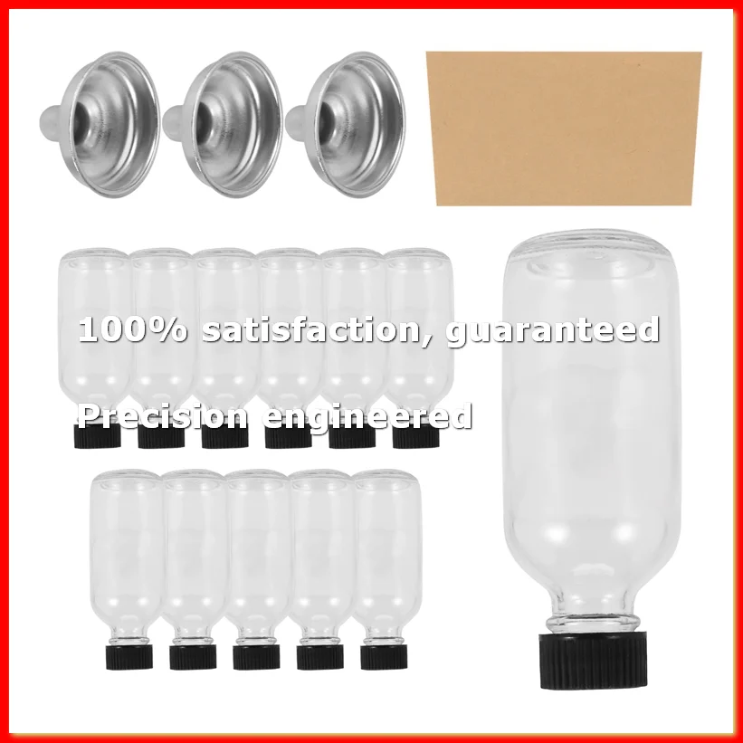 2PackX(12Pc 2 Oz Small Clear Glass Bottles with Lids & 3 Funnels - 60Ml Bottles for Juice Ginger , Whiskey,)