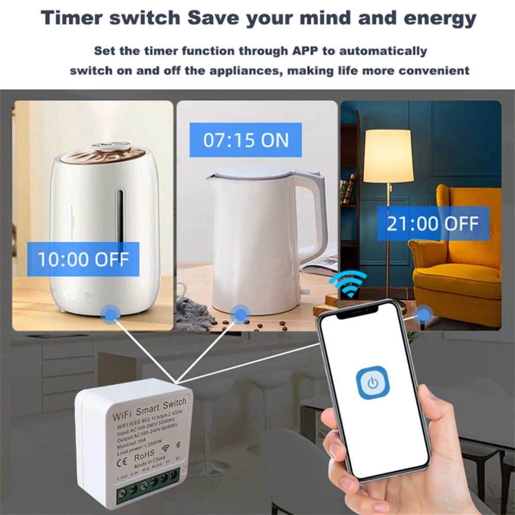 eWeLink Smart Dimmer Switch WiFi 16A Relay Module Breaker Compatible With 2.4G 6 Key Remote Control Work With Alexa Google Home