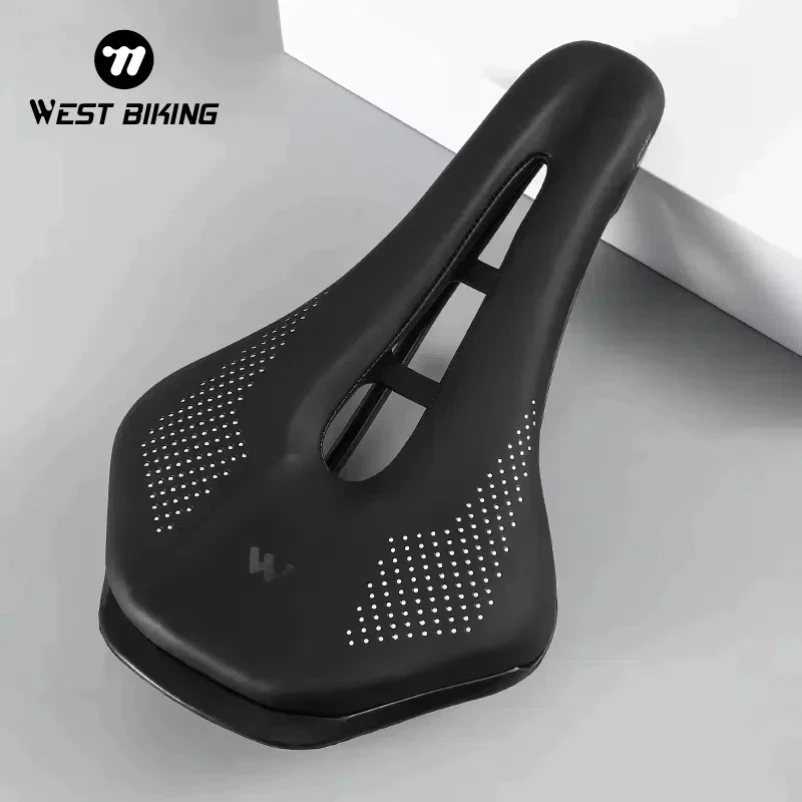 

WEST BIKING Ultralight Mountain Bicycle Saddle MTB Short Nose Road Bike Seat PU Leather Hollow Prostatic Saddle Bicycle Parts