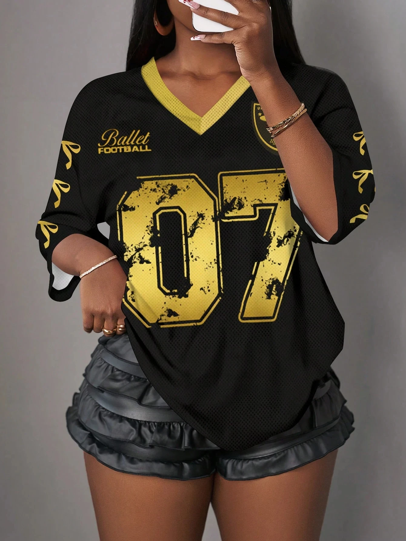 Slaydiva 07 Jersey Casual Sports Butterfly Number Graphic T-Shirt For Women, Suitable For Summer