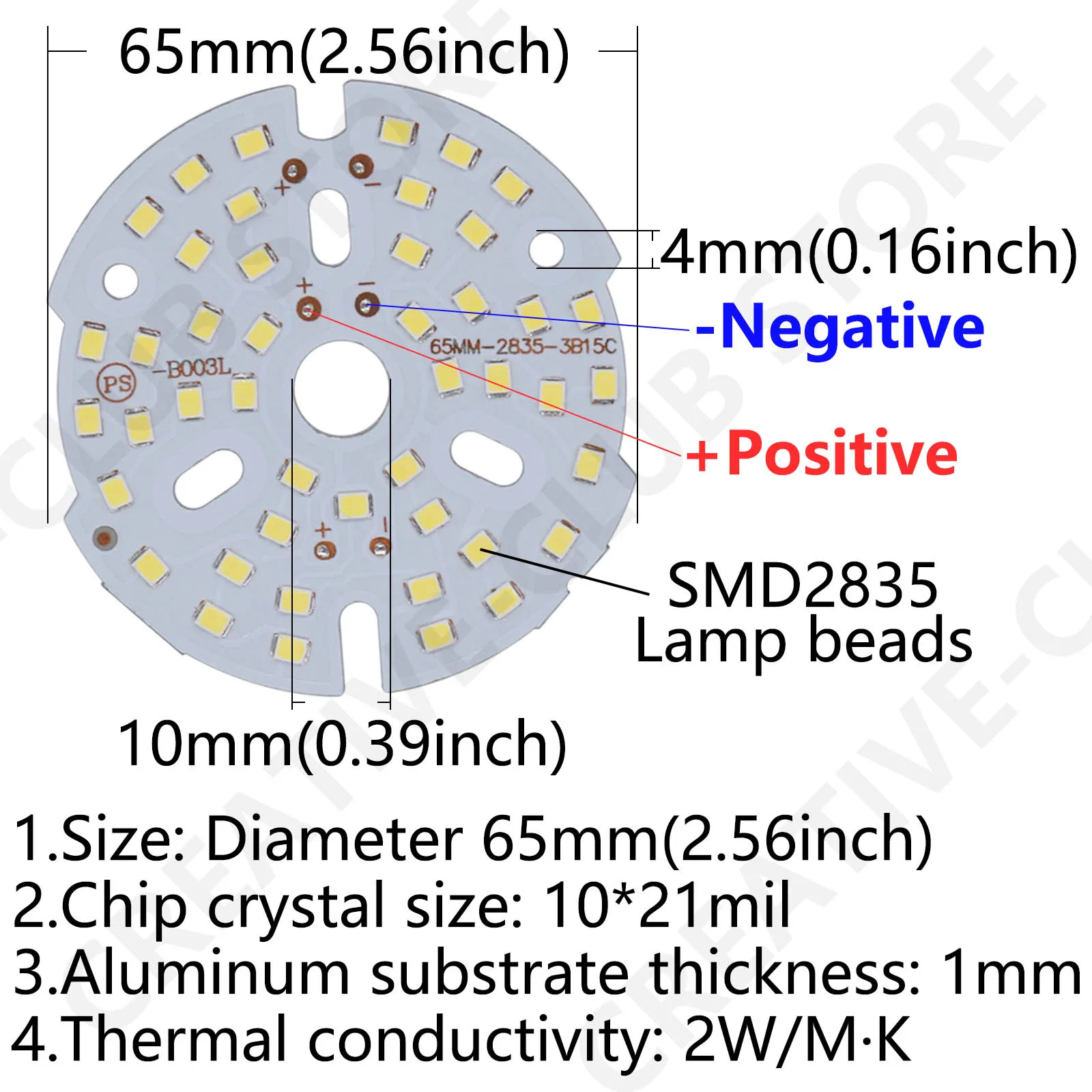 15W DC45-46V 250-300mA LED SMD 2835 65mm 74mm 85mm 96mm 108mm 117mm Lamp Panel PCB Lamp Board Suitable For DIY Light Source