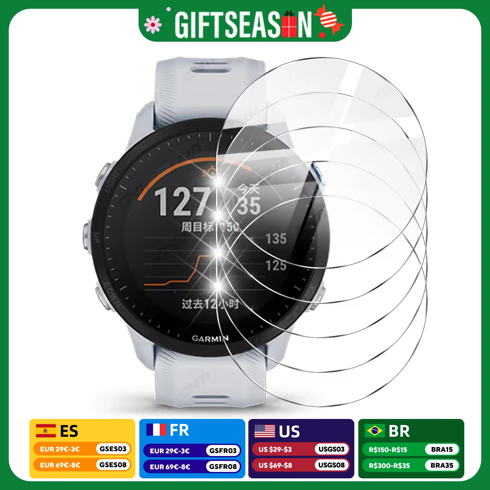 9H Tempered Glass for Garmin Forerunner 955 945 255 245 Music 255S Accessories Screen Protector Glass Ultra-HD Anti-scratch Film