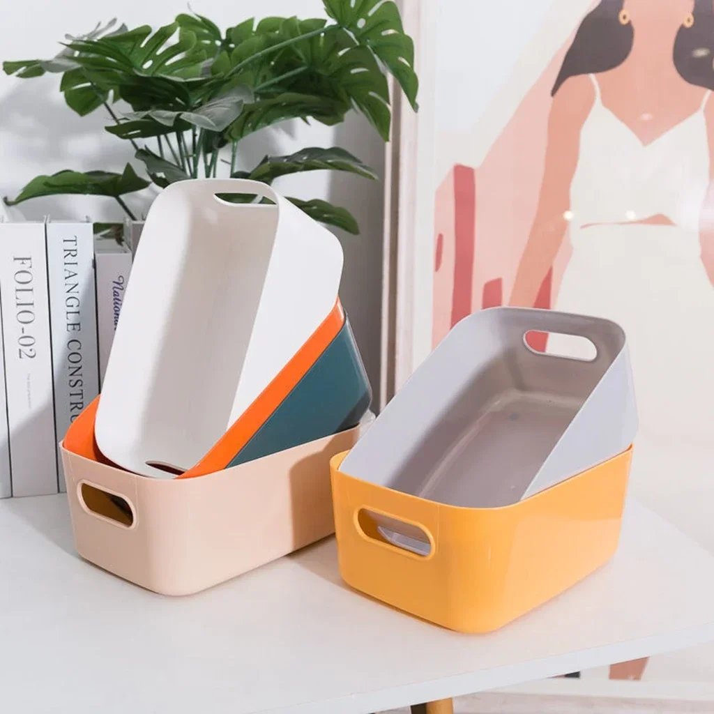 5/10 قطعة صندوق تخزين ذو سعة كبيرة، سلة تخزين ألعاب بلاستيكية منزلية، وجبات خفيفة وأشياء متنوعة، تخزين سطح المكتب #4