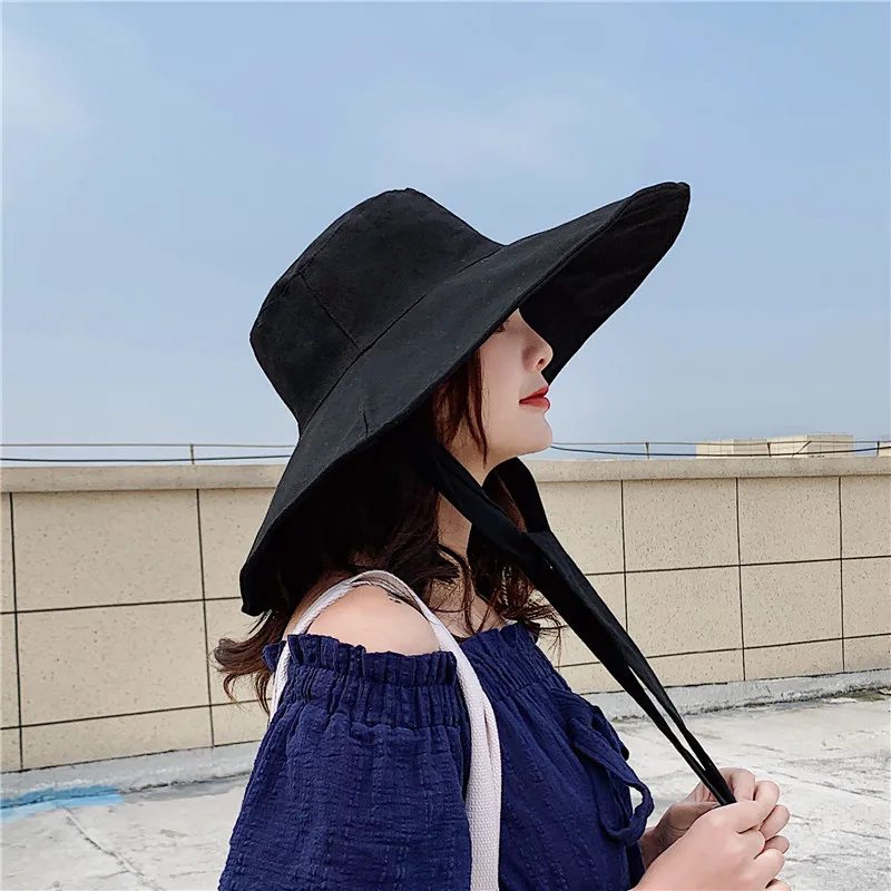 Japanese sunshade female spring and summer sunscreen free to fold big brim sun hat fisherman hat cover face oversized hair