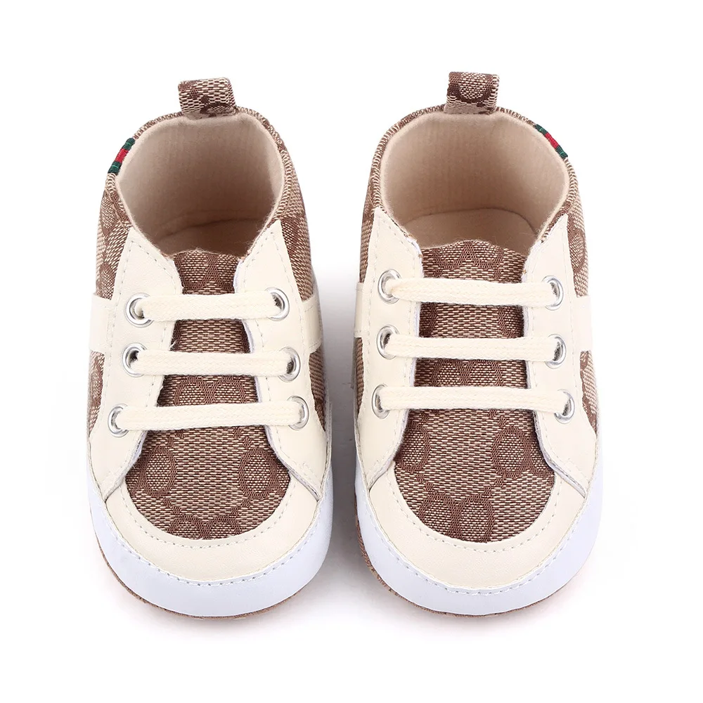 Newborn Baby Shoes Casual High Top Fashion Design Non-slip Sneakers  Boys Soft Sole Non-Slip Toddler Outdoor Shoes First Walkers