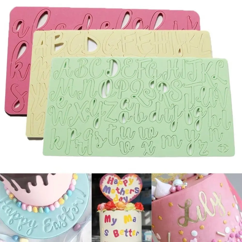 Acrylic Alphabet Embossed Cutter Mold DIY with Brush Fondant Cake Decorating Tools Rectangle Letter Cookie Stamp Dessert