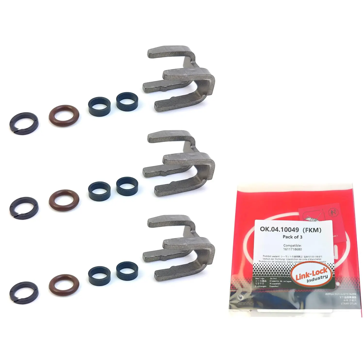 

LINK-LOCK 3Set OK.04.10049 fuel injector repair kit 1611718680 with FKM Viton O-RING For CITROEN For PEUGEOT 1.2T 230T