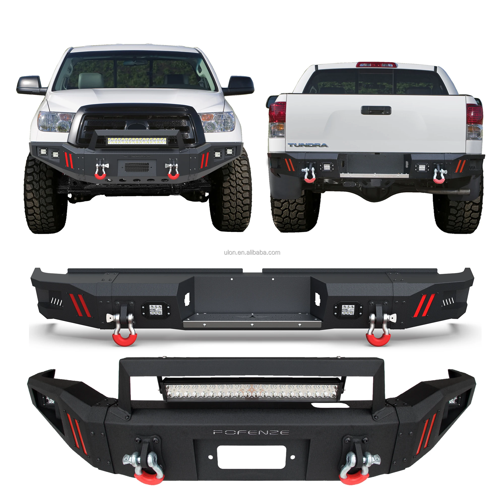 New Product Front Winch Bumper and Rear Step Bumper fit FOR Toyota Tundra 2007-2013 Textured Black Truck Bumper Combo