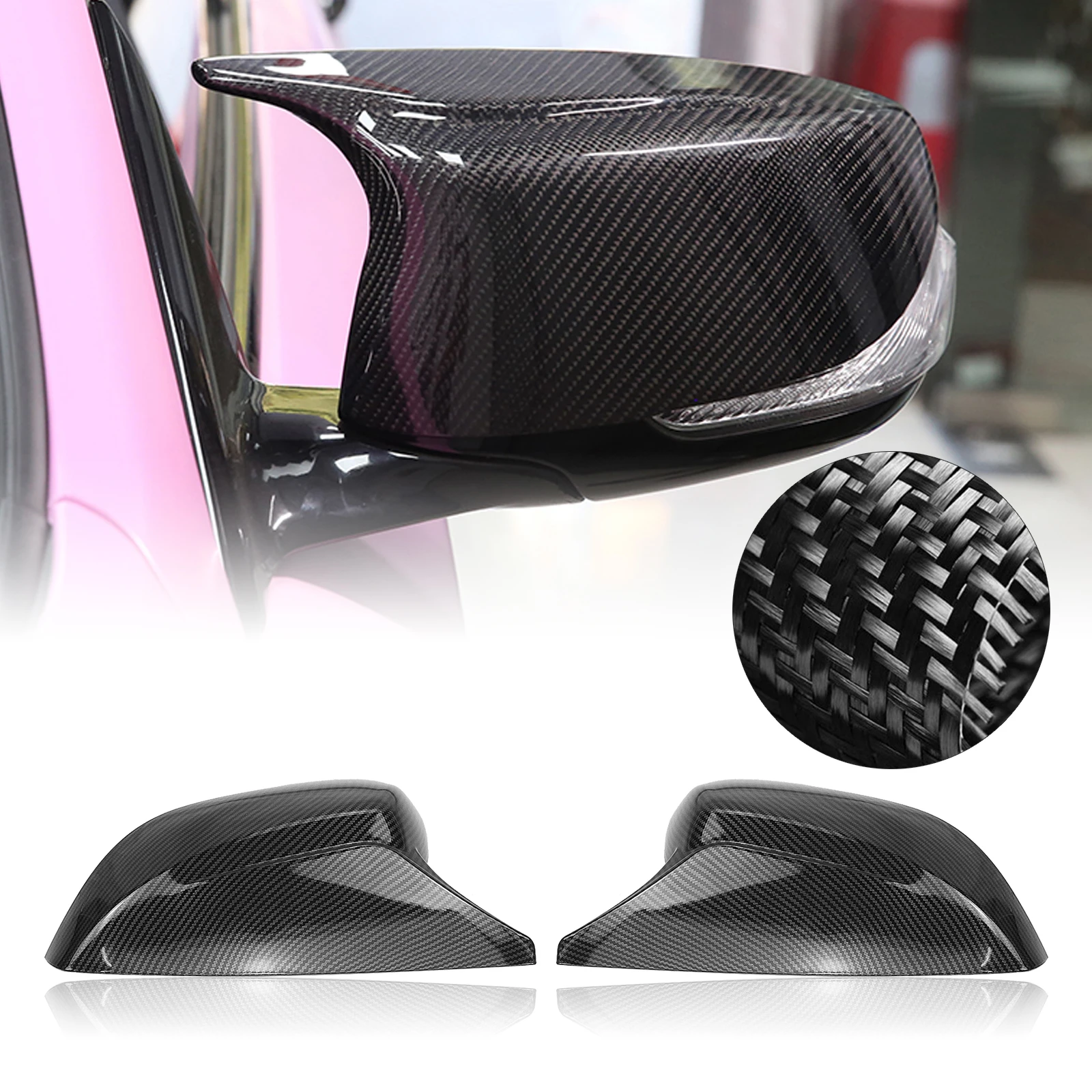 

Mirror Cover For Infiniti Q50 Q50S Q60 QX30 Q70 2014-2023 Carbon Fiber Look/Gloss Black Car Exterior Rear View Caps Shell Add On