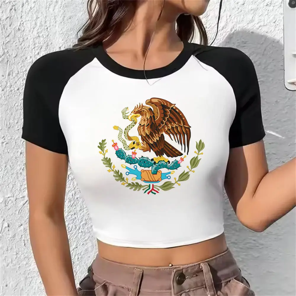 Mexico crop top Slim Fit Cute gothic  summer y2k 2025 corset gyaru Fairy woman t-shirt