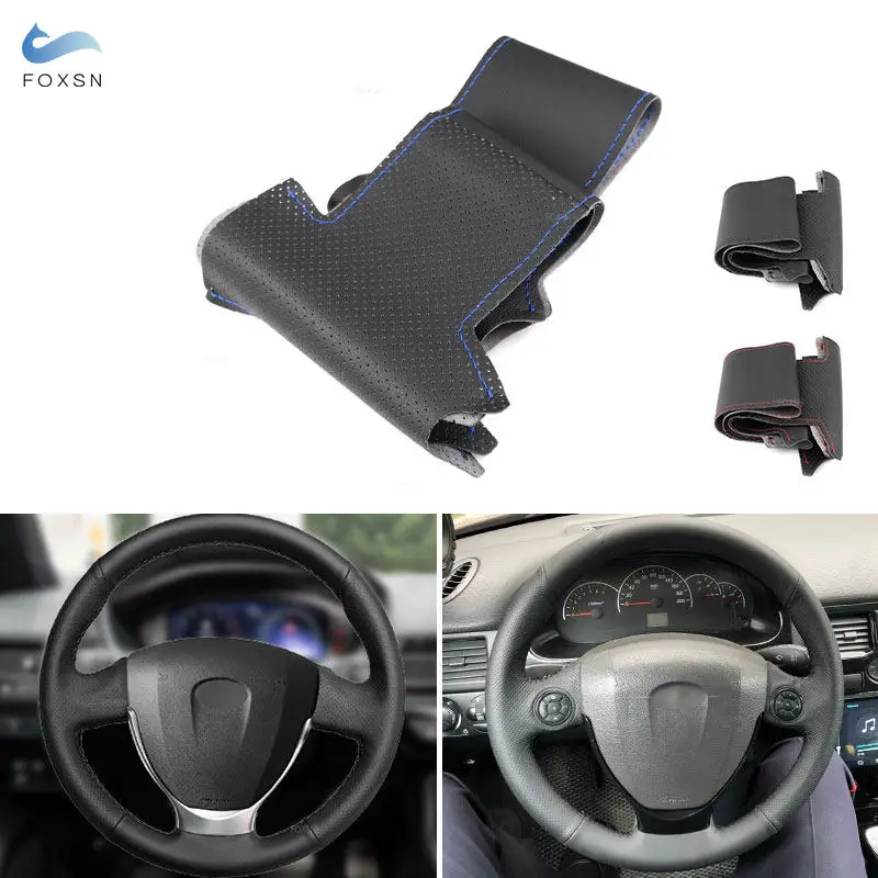 For Lada Granta 2018 2019 Priora 2 2013-2018 Kalina 2 Car Steering Wheel Cover Perforated Microfiber Leather Interior Accessory