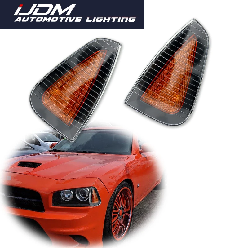 For 2006 2007 2008 2009 2010 Dodge Charger Front Bumper Side Marker Indicator Light Cover Shells No Bulb/Socket Car Accessories