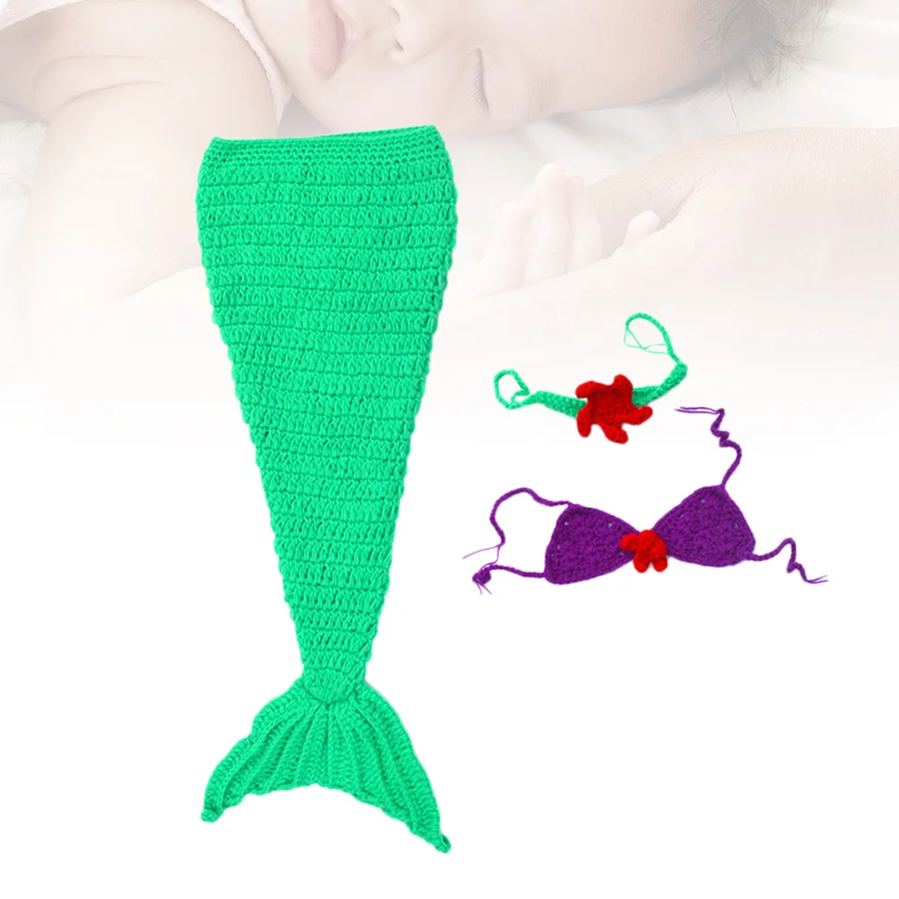 

Baby Photo Props Knitted Mermaid Outfit Newborn Crochet Costume Soft Comfortable Photography Prop Gift Baby Photo Props
