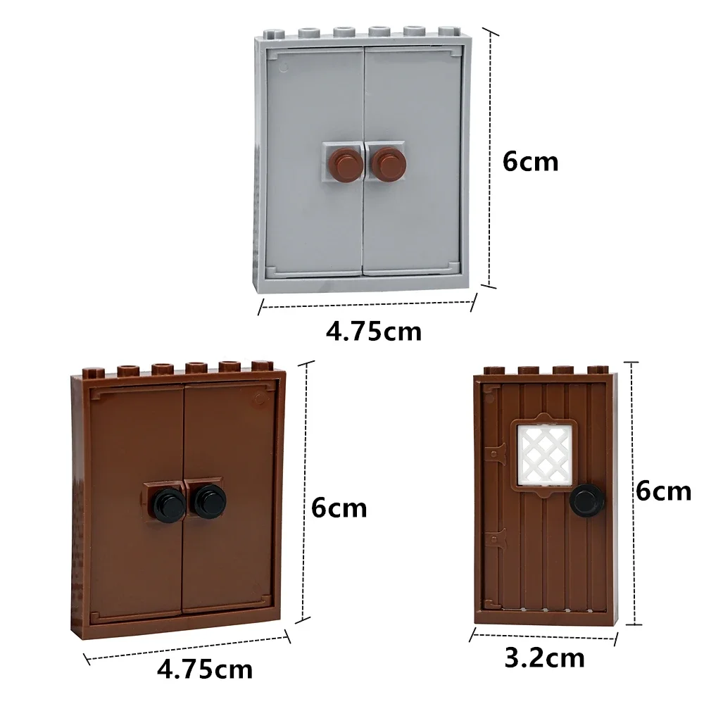 MOC Heim-Möbel Doppeltür-Bausteine mit Griff 1x6 1x4 Schrank-Fensterrahmen Schloss-Ziegel Kompatibel mit Kleinteilen – Detail 1