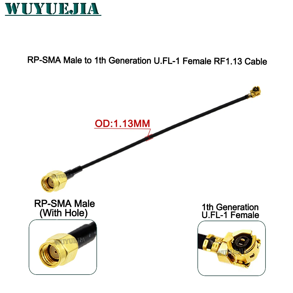 5 ~ 100 سنتيمتر RP-SMA/SMA أنثى إلى الجيل الأول U.FL1 MHF-1 موصل سالب واي فاي هوائي البلوز RF1.13 ضفيرة تمديد الحبل كابل