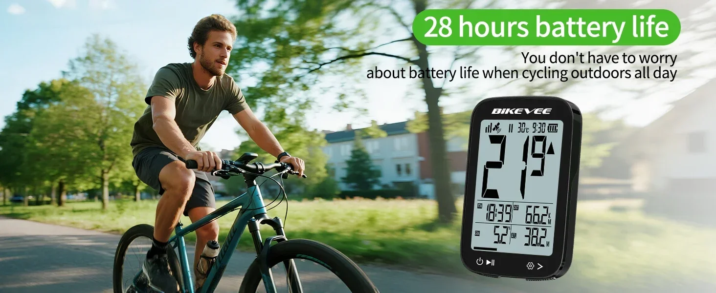 GPS-Fahrradcomputer mit kabelloser Verbindung, USB-C-Anschluss, Tachometer, Kilometerzähler, automatischer Hintergrundbeleuchtung, Höhen-, Steigungs-, Geschwindigkeits- und Kilometeranzeige – Detail 4