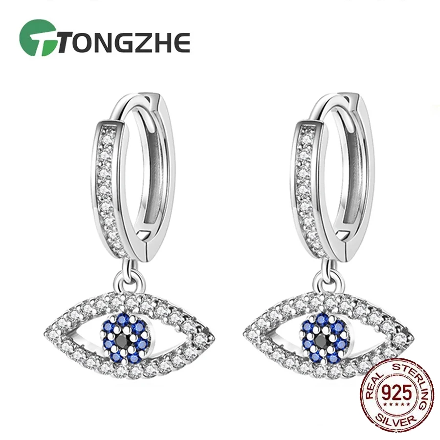 

TONGHZE Vintage Evil Eye Drop Earrings For Women 925 Sterling Silver Gothic Mini Small Earrings Turkey Jewelry