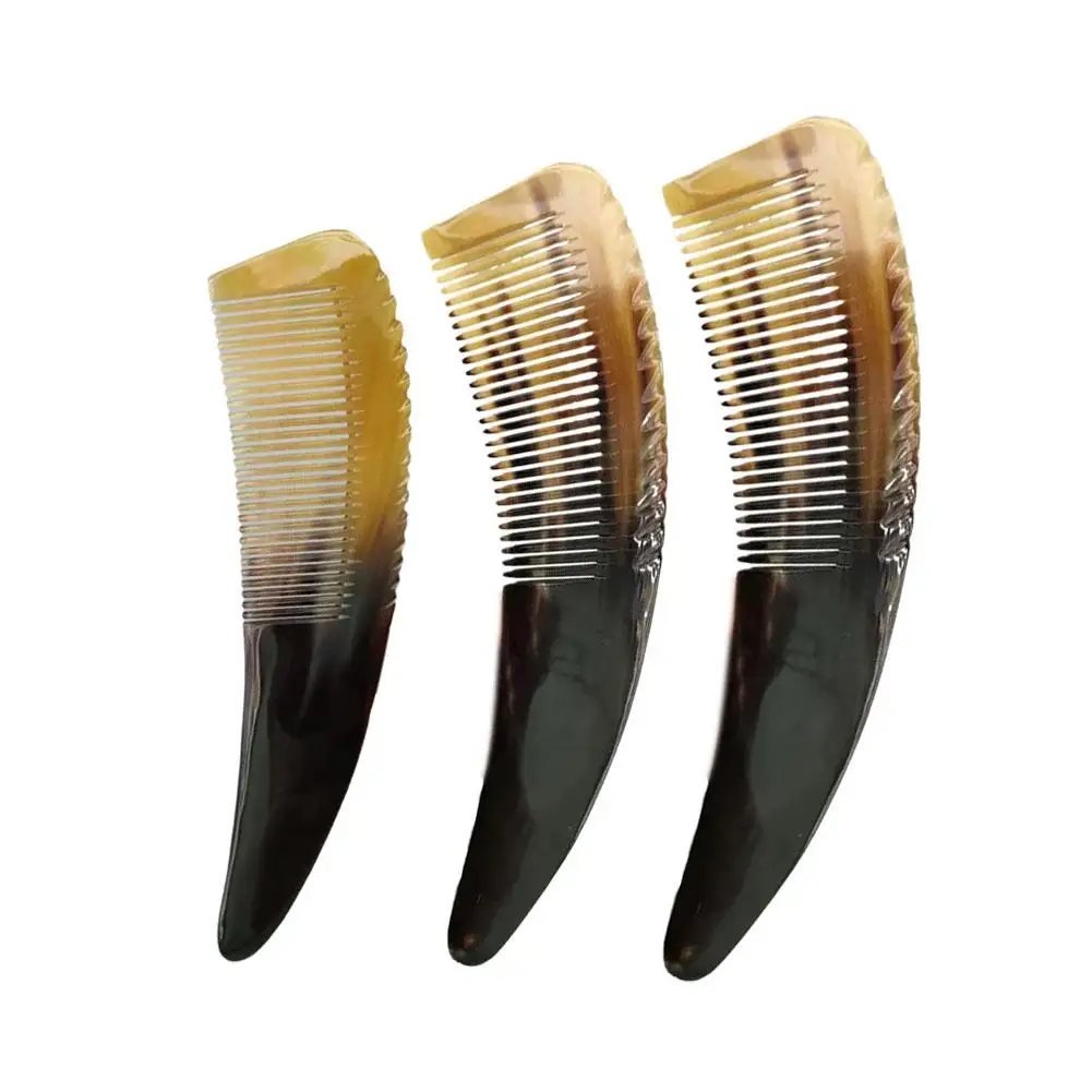 جديد القرن مشط ل غرامة الأسنان مجعد الشعر الصحة الثور تدليك أمشاط العظام البقر غرامة مجعد فرشاة شعر أداة Detangler الأسنان #1