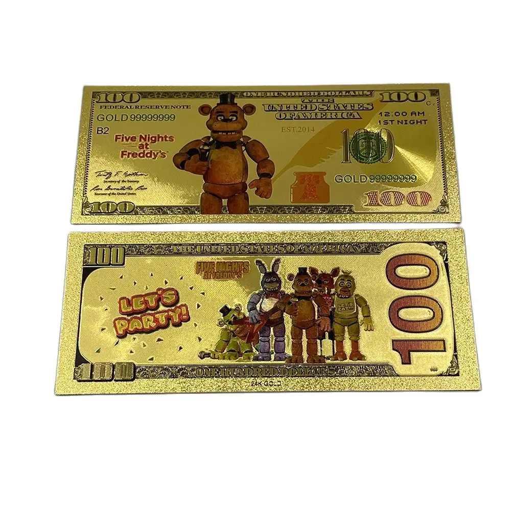 2024 Horror Game FNAF-Five-nights-At-Freddys Game Anime gold banknotes cartoon cards For Fans souvenir gift