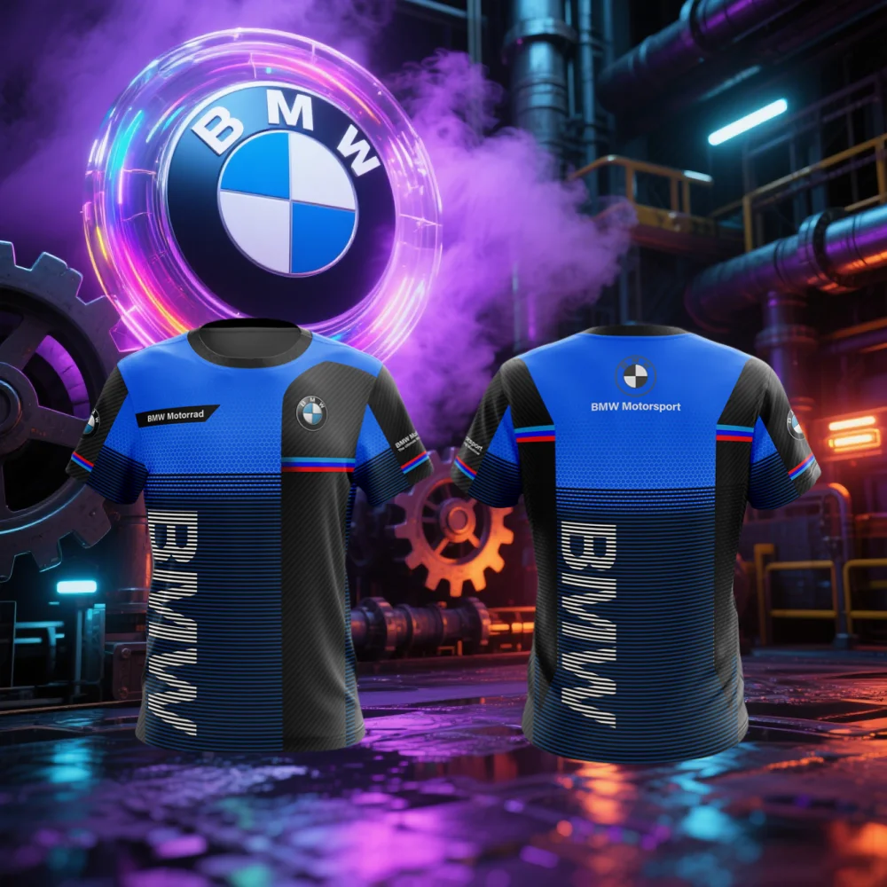 

Новинка 2025 года, мотоциклетная футболка BMW, мужская футболка, модная футболка с принтом BMW, летняя впитывающая пот дышащая быстросохнущая футболка