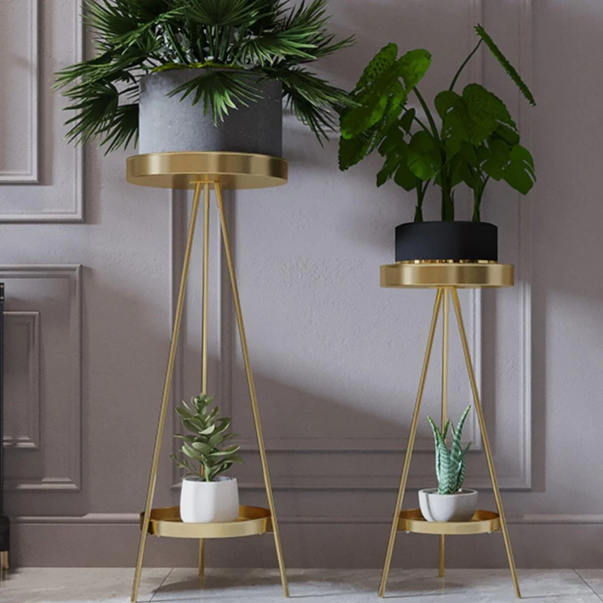 

Light Luxury Indoor Flower Rack Multi-layer Floor-standing Flower Rack Modern Storage Rack Living Room Green Rose Metal Iron Flo