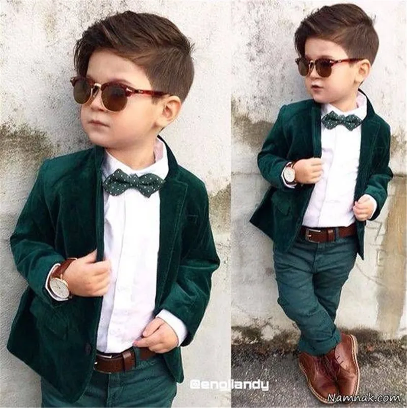 

Green Velvet Boy's Formal Wear Suits For Boy (Jacket+Pants )Notch Lapel Baby Kids Formal Suit Wedding Party Children Tuxedos