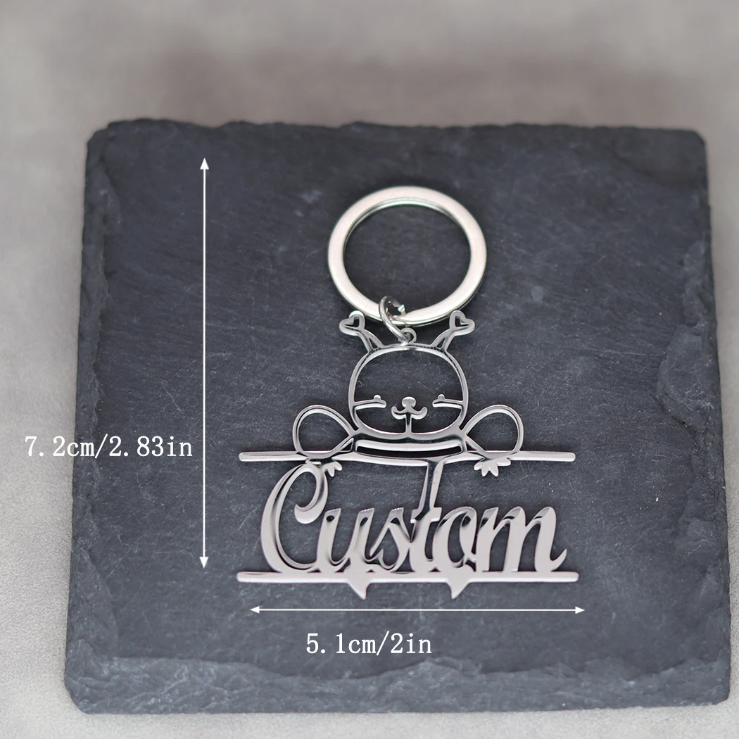 QIAMNI Cute Bee Garden Key Chains Souvenir Gifts Bag Car Jewelry Stainless Steel Custom Name Pendant Key Chain For Women Men image 5