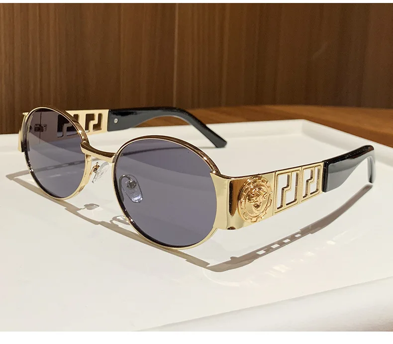 Luxuriöse Metall-Markensonnenbrillen für Herren und Damen Unisex Designer-Modebrillen Ovale Vintage-Damenbrillen Sonnenbrillen