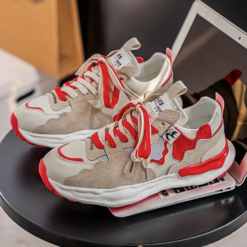 

New thick soled fashionable casual sports versatile height increasing breathable waffle dad shoes