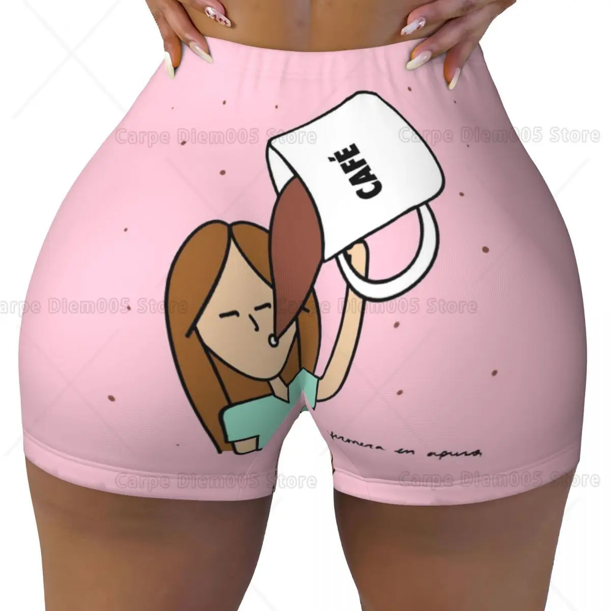 

Кофейная медсестра, милый дизайн, мягкие женские шорты с высокой талией и принтом для тренировок в тренажерном зале, шорты для йоги, впитывающие влагу