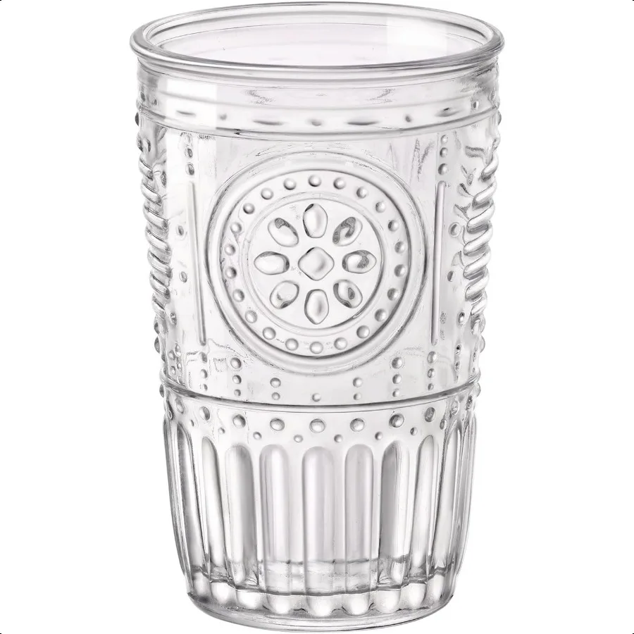 

Romantic Water Glass [Set Of 4] 10.25 oz Premium Glass Set For Refreshments Soda and Beverages Italian Quality Glassware Perfec
