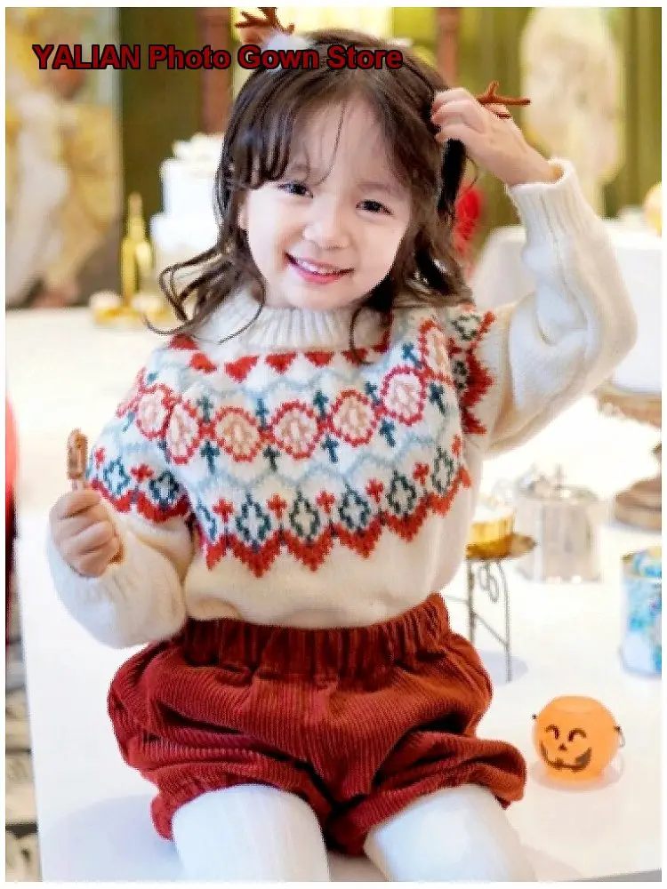 Girls Knit Top Infant Kids Winter Warm Solid Color Base Layer Top for New Year Celebration