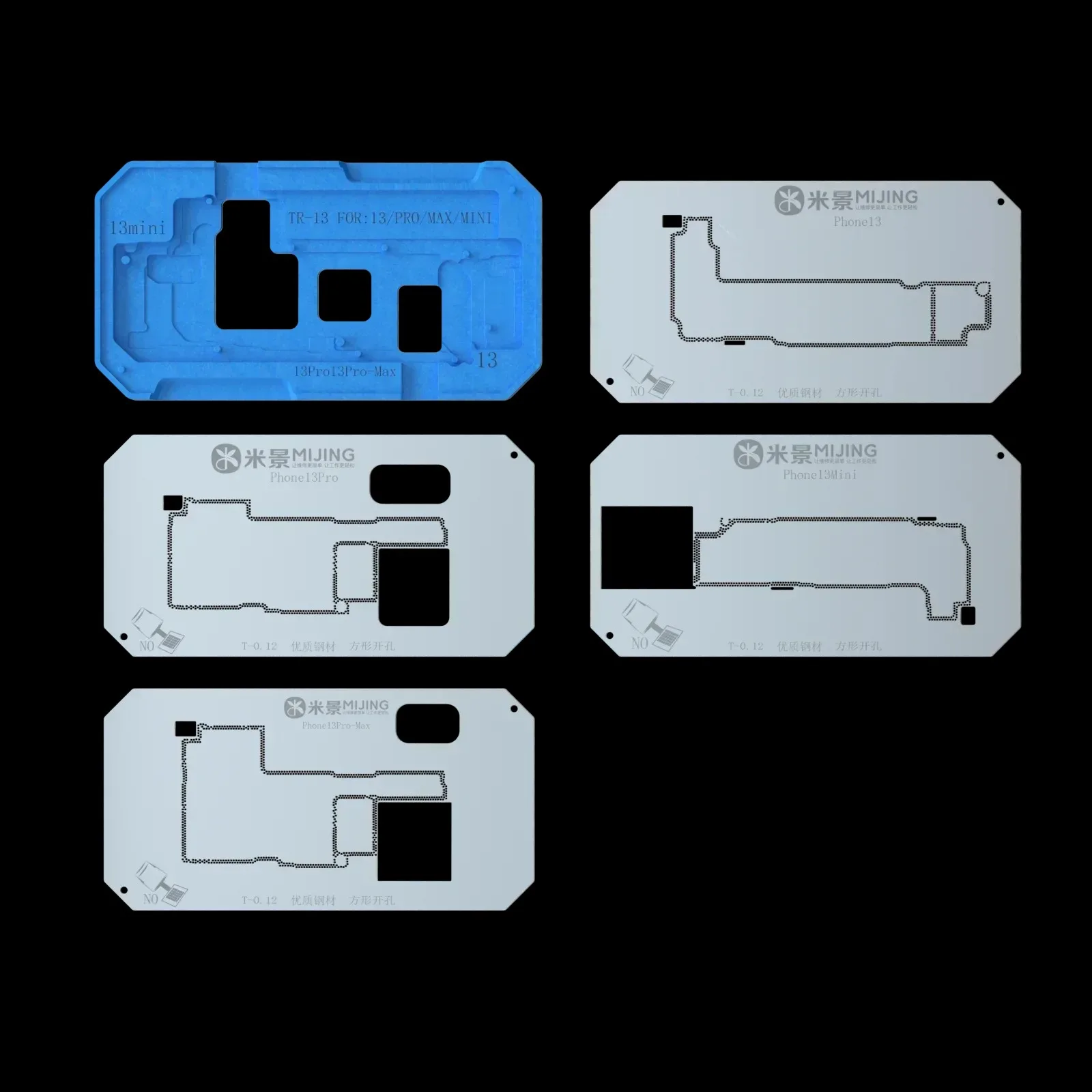 10 IN 1 BGA Reballing Stencil Platform Fixture For iPhone X xs 11 12 13 14 promax Motherboard Middle Frame Planting Tin Template