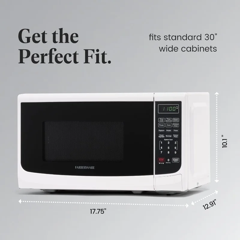 Countertop Microwave 700 Watts, Cu. Ft. - Microwave Oven With LED Lighting and Child Lock- Easy Clean Grey Interior