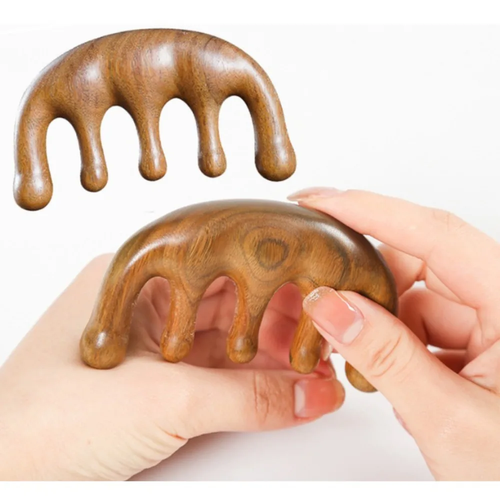 

1Pc Head Meridian Massage Comb Green Sandalwood 5 Wide Tooth Comb Acupuncture Therapy Blood Circulation Anti-static Smooth Hair