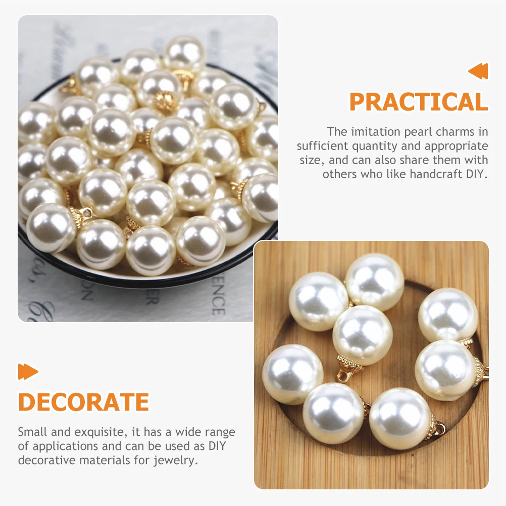 

50 Pcs Pearl Accessories Fake Charms for Bracelets Necklace DIY Jewelry Craft Supplies Alloy Beads Earring Components Pearls