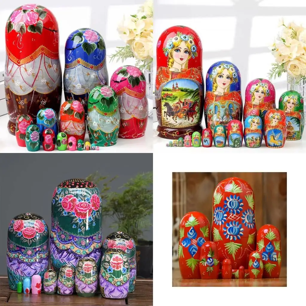  Unpainted Blank Wooden Russian Nesting Dolls DIY Matryoshka Dolls Birthday Gift