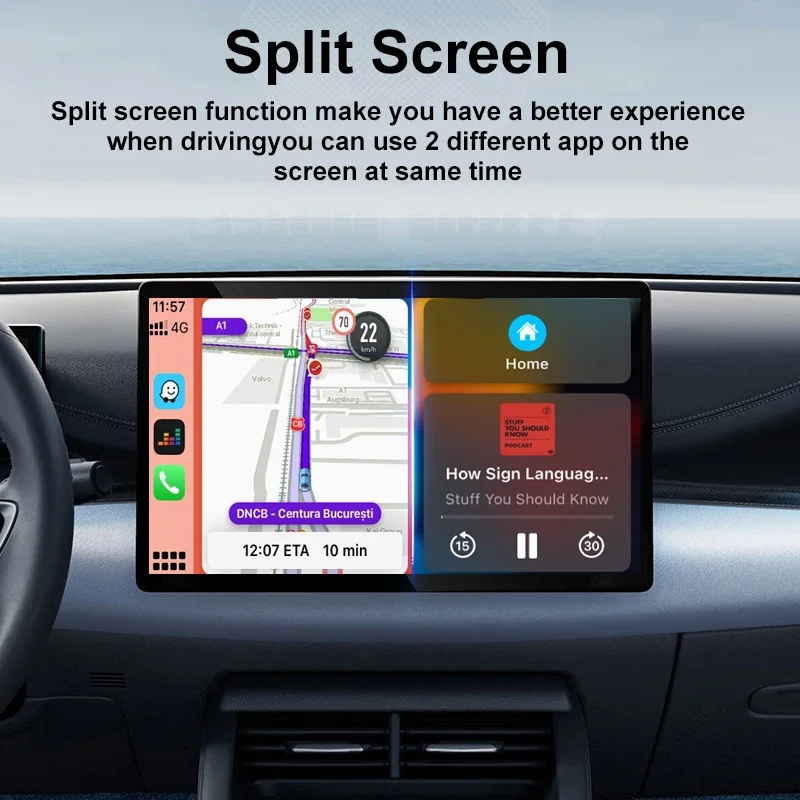 FLIXIVI CarPlay AI Box Carplay inalámbrico Android Auto QCM6115/6125/6225 8 núcleos 128G 4G LTE para Netflix YouTube Carplay inalámbrico
