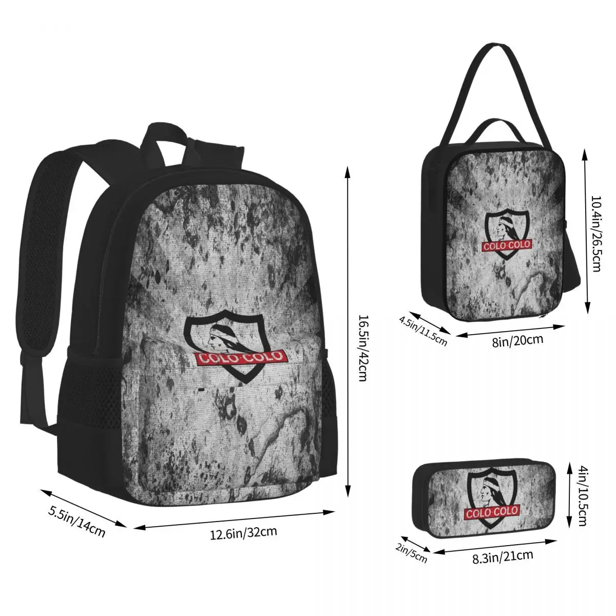 Golden Colo-Colo Campeon DE Chile Backpacks Children Bookbag School Bags Rucksack Lunch Bag Pen Bag Three-Piece Set