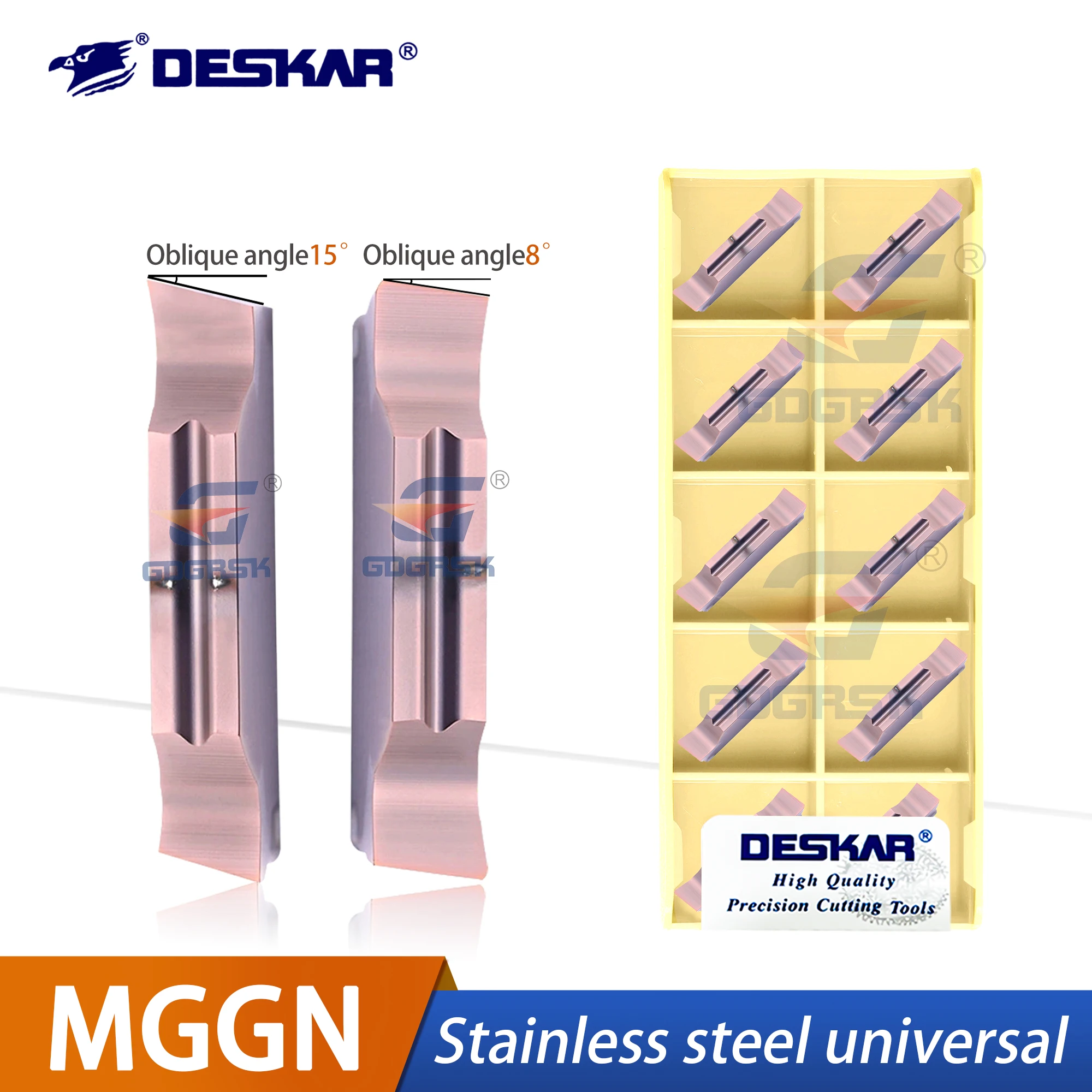 

DESKAR 100% Original Bevel Cutting Blade MGGN300L/R 300/400-8/15Degrees LF6018 Granule Blades Head Cutting Blades