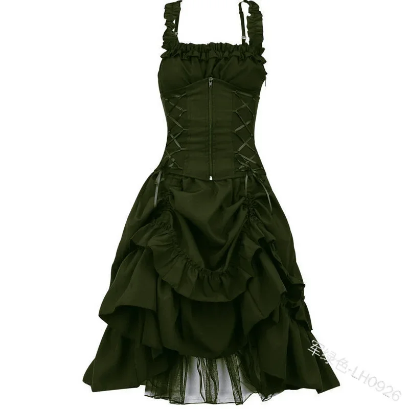 2024 5XL kobiety wiktoriańska gotycka sukienka Vestidos Retro Lolita pałac sąd księżniczka Halloween Punk Cosplay długa sukienka letnia