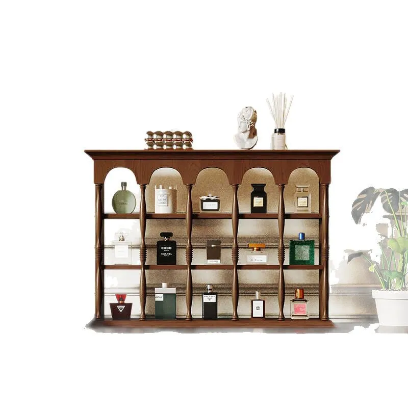 French retro solid wood cup holder medieval upper wall coffee cup rack perfume figure wall hanging display rack storage