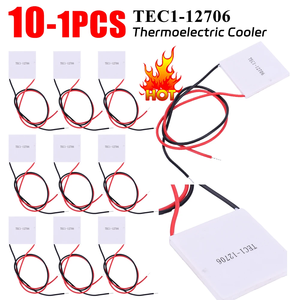 1-10PCS TEC1-12706 Heatsink Thermoelectric Cooler 12V 5.8A Peltier Elemente Module 40x40MM for Cooling for Power Generation