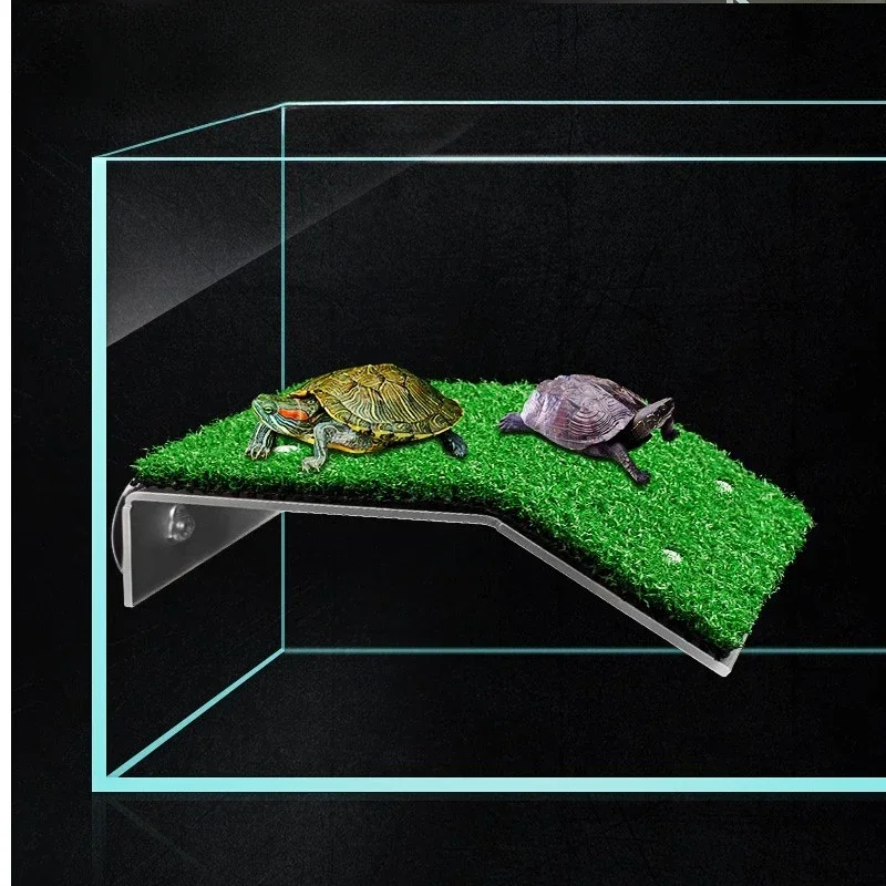 Turtle Basking Platform Floating Aquarium Island With Moss Climbing Ramp Reptile Resting Dock Tank Habitat Decoration Accessory