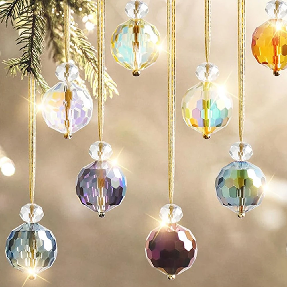 

12 Pcs Christmas Hanging Decor Clearance Crystal Tree Ornaments Glass Balls Colorful Home